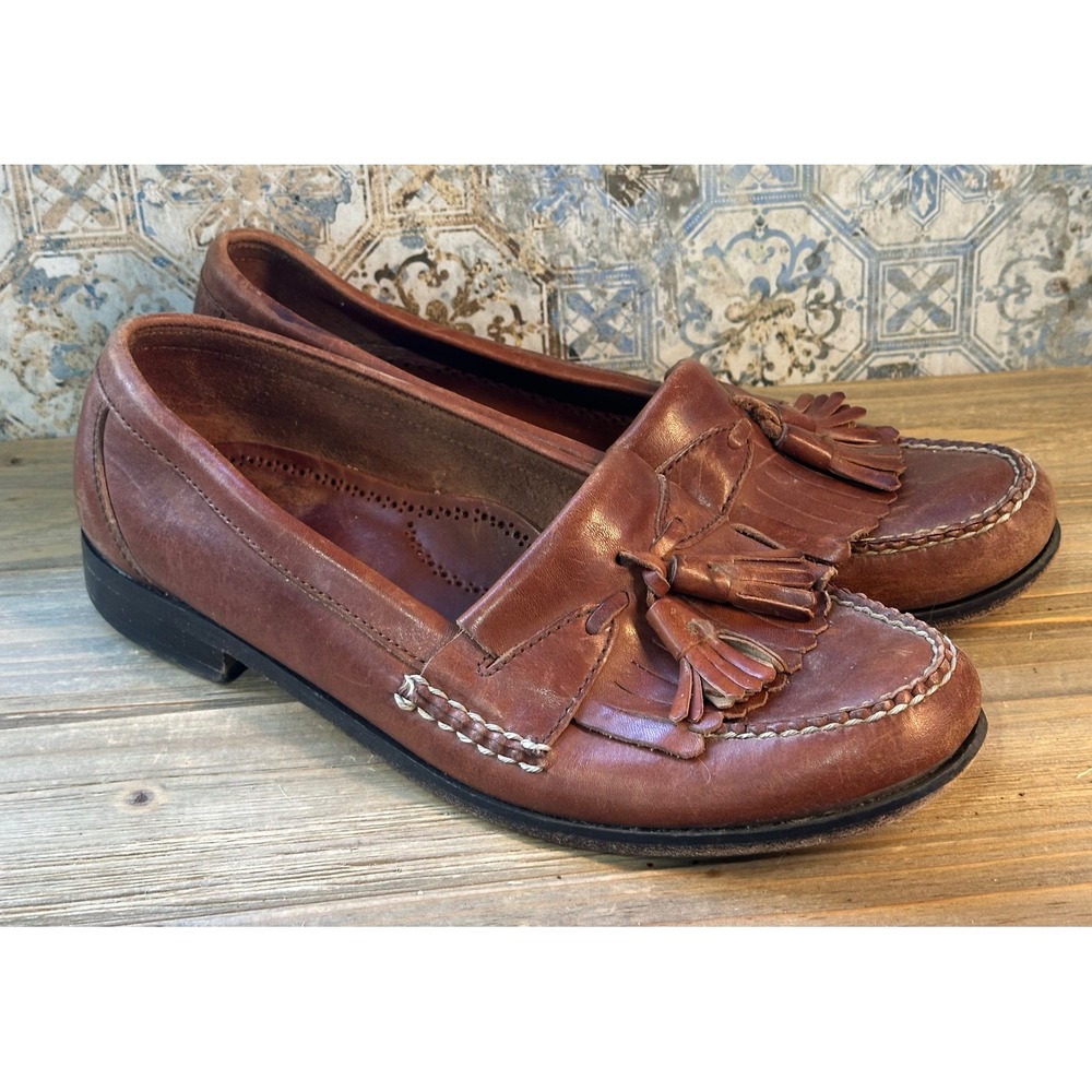 Johnston & Murphy Tassel Kiltie Loafers Shoes Preppy Mens 12 Brown